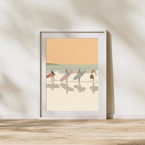 Minimalist Surfboard Beach Poster: Boho Coastal Wall Art (Digital or Physical Print Available)