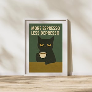 More Espresso Less Depresso – Kitchen Wall Art – Digital Download & Physical Print – Cafe Decor – Gift for Coffee Lovers