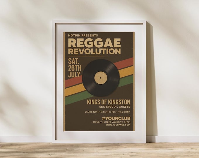 Reggae Revolution Vinyl Record Poster: Jamaican Music Art (Physical Print