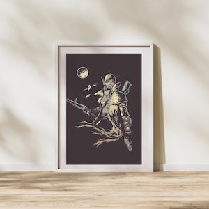 Fallout inspiriertes Poster – Post-apokalyptischer Wand-Kunstdruck – Retro-Sci-Fi-Gamer-Dekor – Ödland-Krieger-Gaming-Geschenk