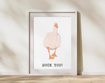 Funny Goose Wall Art Print – Colorful Duck Illustration – Animal Print – Modern Teen Room Decor – Playful Nursery Wall art -Funny Poster