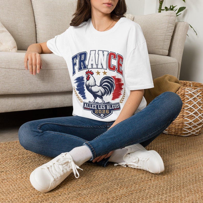 Partido de la Copa Mundial 2026 - Camiseta con escudo del gallo de Francia / Allez Les Bleus Soccer France imagen 4
