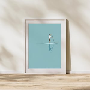 Minimalist Surfboard Beach Poster: Boho Coastal Wall Art (Digital or Physical Print Available)