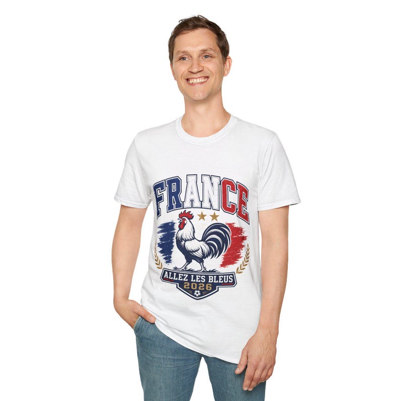 Partido de la Copa Mundial 2026 - Camiseta con escudo del gallo de Francia / Allez Les Bleus Soccer France imagen 3