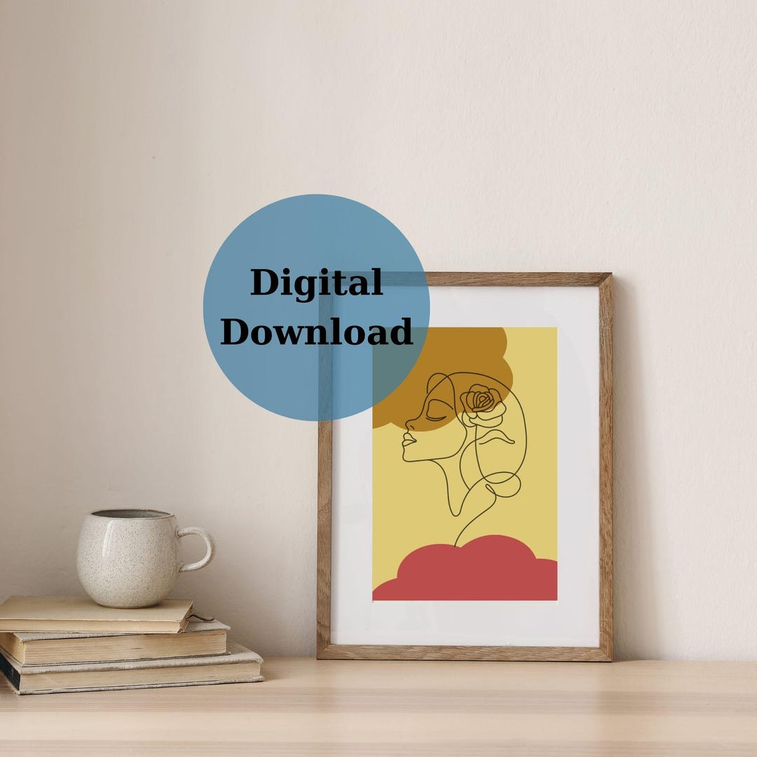 Minimalist Abstract Woman Face Art Print - Digital Download, Modern ...