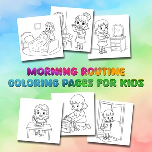Morning Routine Coloring Pages: Visual Schedule for Kids (PDF) - Etsy