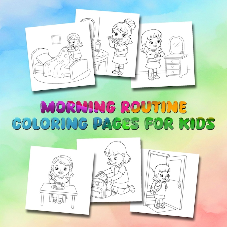 Morning Routine Color Picture Morning Routine Coloring Pages: Visual Schedule for Kids (PDF) - Etsy