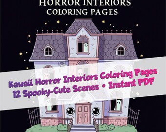 Kawaii Horror Coloring Pages: Spooky-Cute Interiors (Instant PDF)