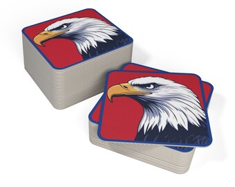 Patriotic Coasters Set (50 or 100 pcs) | USA Bald Eagle 4th of July, Fourth of July Party, Independence Day, Independence Day Party