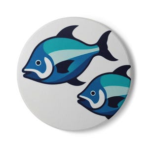 Fish Themed Ceramic Coaster, Nautical Home Decor, Ocean Lover Gift, Kitchen Essential, Beach House Accessory, Mediterranean