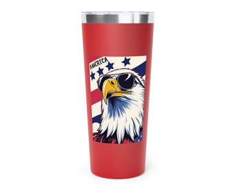 Patriotic Bald Eagle Tumbler: Insulated Stainless Steel 22oz Cup