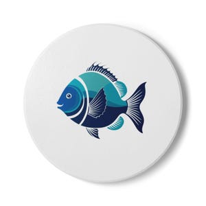 Stylish Fish Ceramic Coaster, Coastal Home Decor, Ocean Themed Gift, Nautical Table Accessories, Unique Housewarming Present