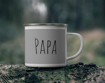 Papa Coffee Mug in Light Grey, Perfect Fathers Day Gift, Outdoor Campfire Cup, Camping Mug for Papa, Dad Gift, Camping Gear, Outdoor Dad