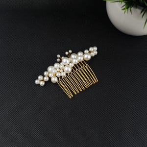 Gold Hair Comb with Pearls – Handmade Bridal Hair Accessory for Bride, Bridesmaid or Prom