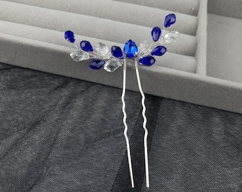 Horquilla para el cabello de cristal azul transparente, accesorio nupcial para el cabello, tocado de boda