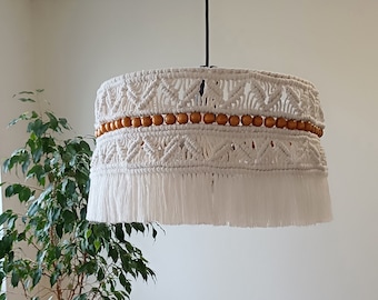 Boho Lamp, Fringe Chandelier, Macrame Tassel Lamp Shade, Nursery Lighting, Beach style home decor, Boho Light Pendant