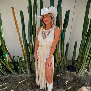 Macrame dress Goddess - Long Fringe Sleeveless Top - Boho Chic - Hippie - Beach wedding - Festival fashion - Resort fashion