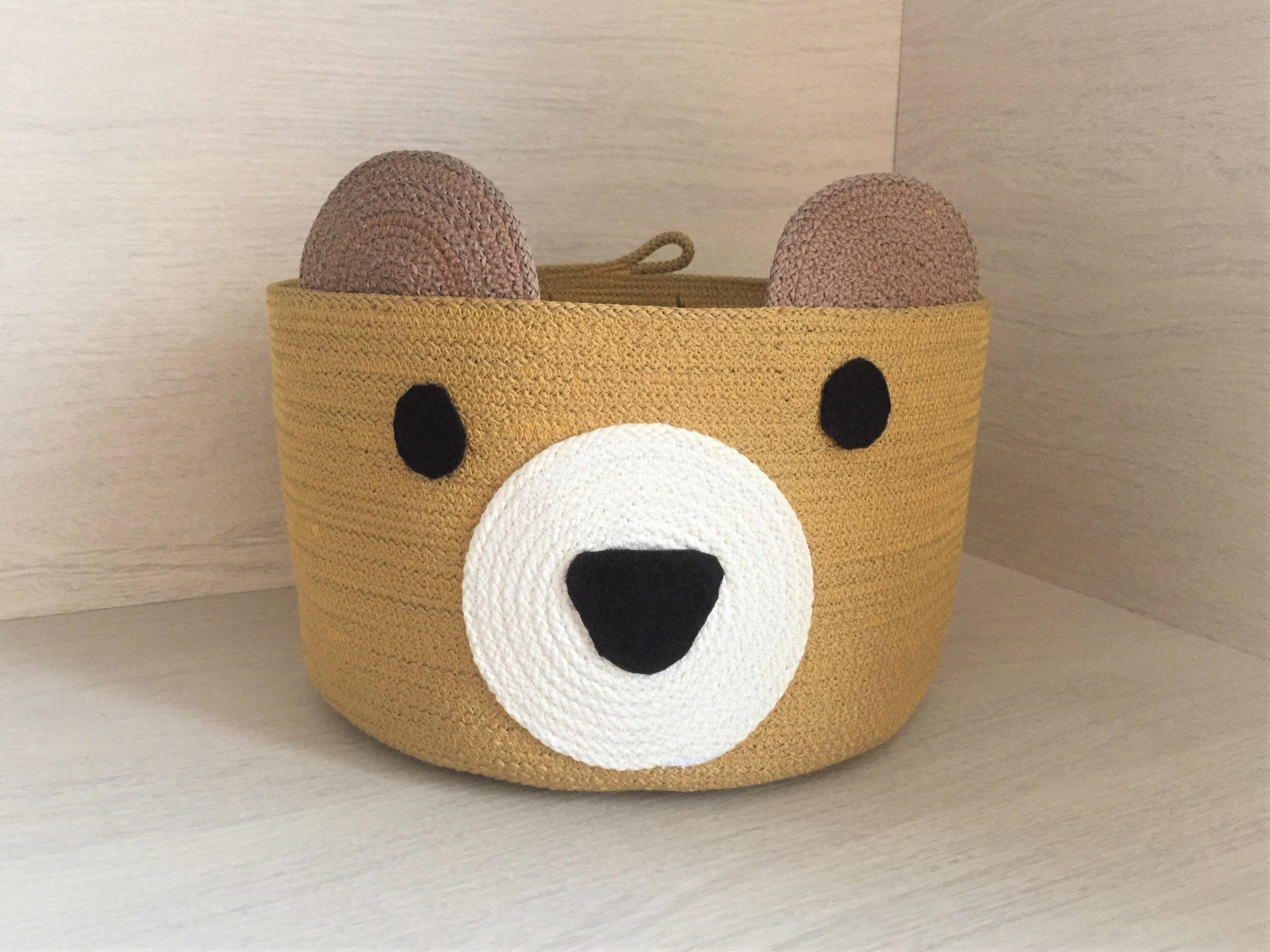 Animal basket for kids bear shaped for childs bedroom Etsy