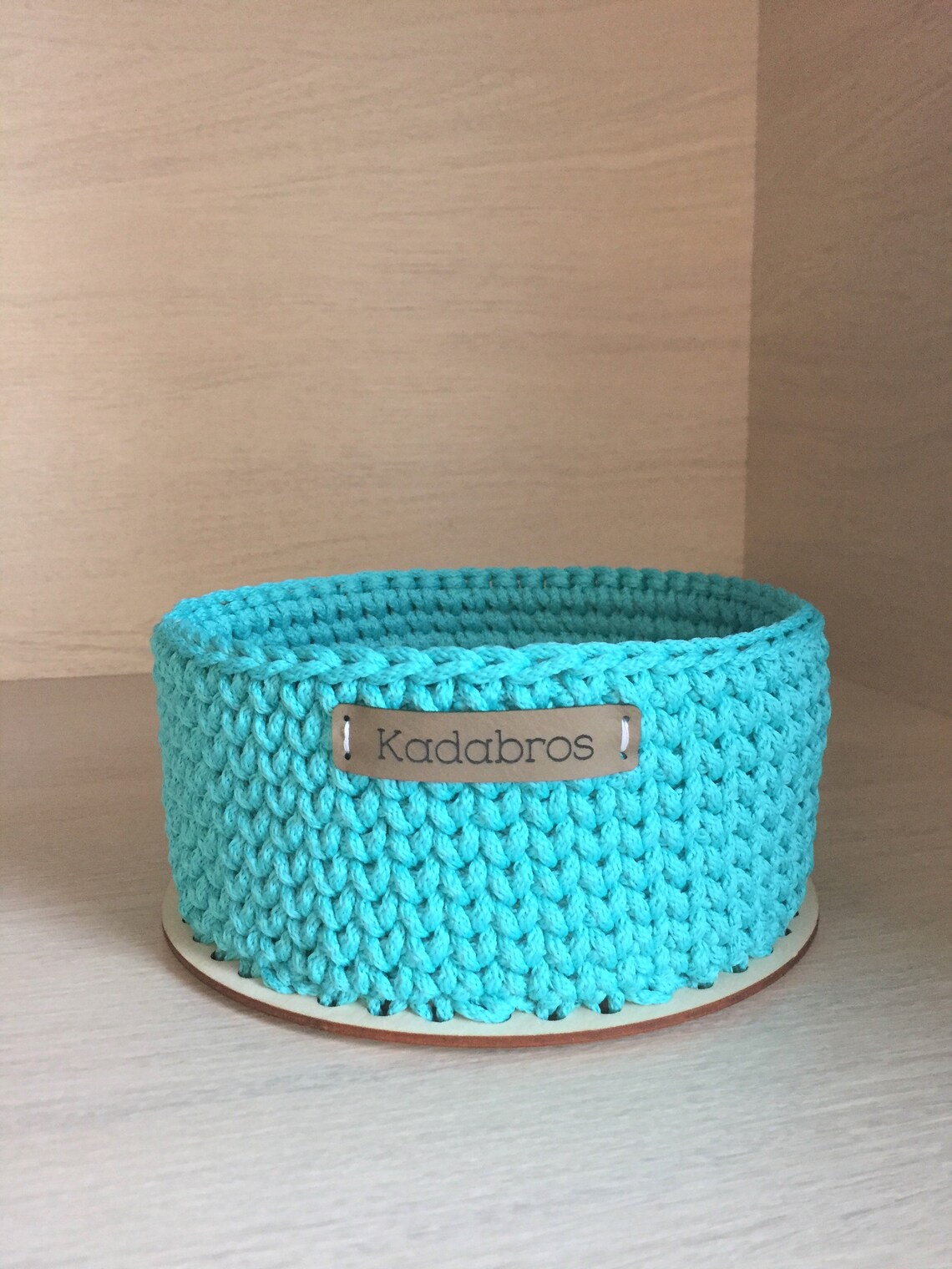 Round Basket Crochet Turquoise Basket Bathroom Kitchen Etsy