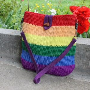 Crochet bag, large tote bag, multicolor image 4