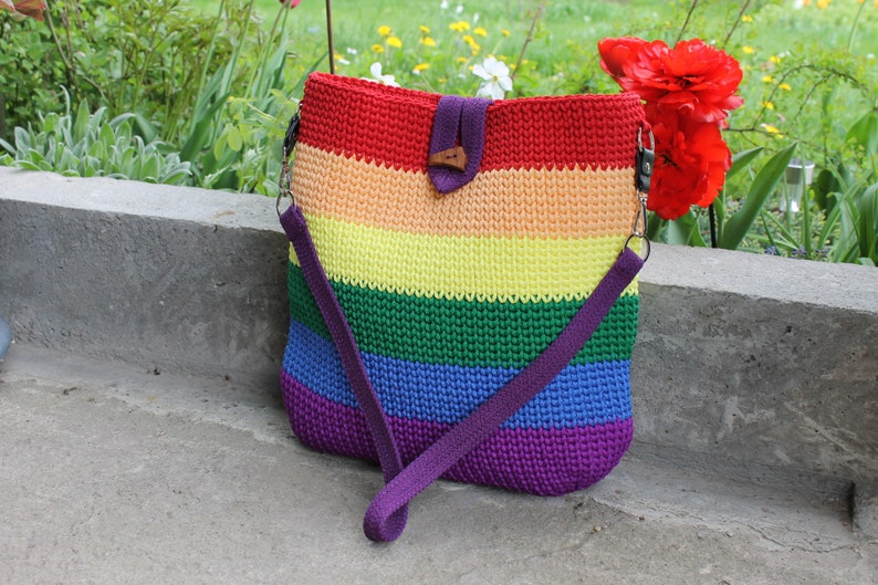 Crochet bag, large tote bag, multicolor image 4