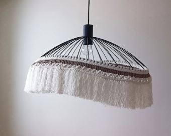 Boho Fringe Chandelier, Boho Lamp, Macrame Tassel Lamp Shade, Nursery Lighting, Beach style home decor, Boho Light Pendant, Industrial