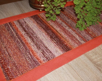 Handwoven Table Runner - Gift for Mom - Christmas gift - Orange, brown, mustard, Christmas gift idea