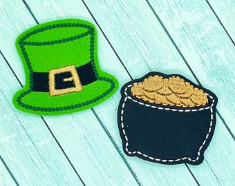 Pot of gold/Leprechaun hat felties/Set of two