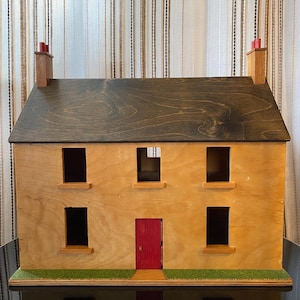 Handmade 1:12 Scale Folk Art Dollhouse – Rustic Wooden Miniature House – Scottish Craft – Vintage Style Miniature Home Decor