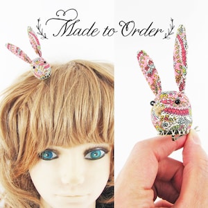 MADE-TO-ORDER 1 2 Weeks Bunny Hair Clip-Liberty Tiny Floral Pink image 1