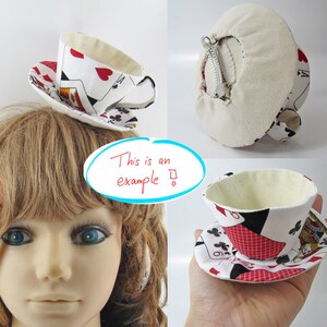 MADE-TO-ORDER 1 2 Weeks Teacup Fascinator Hair Clip for Children & Adults Playing cards Please allow for slight variances. image 5