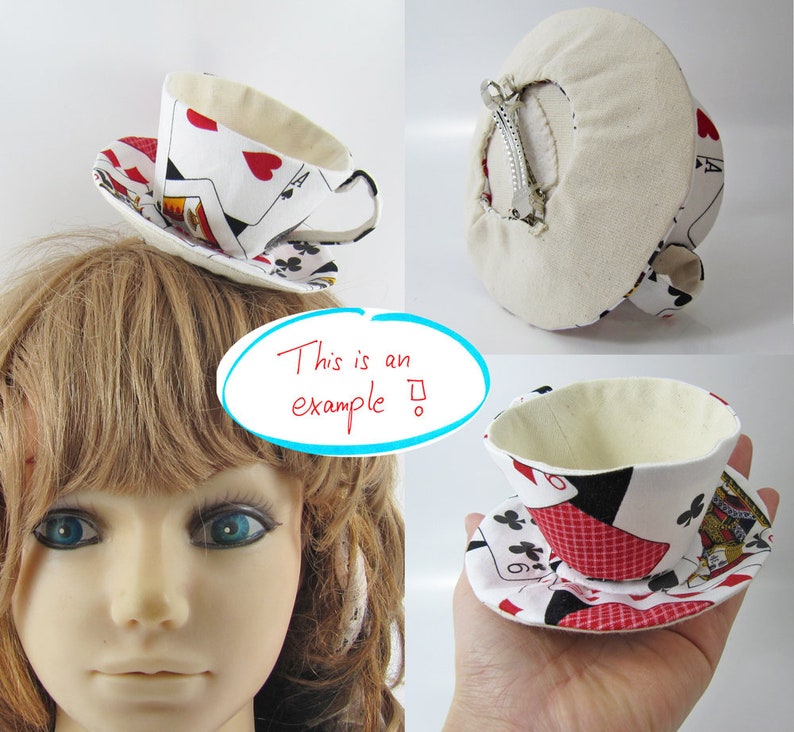 MADE-TO-ORDER 1 2 Weeks Teacup Fascinator Hair Clip for Children & Adults Playing cards Please allow for slight variances. image 5