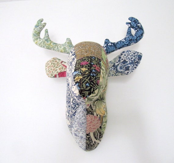 Made To Order 1 2 Weeks Patchwork Deer Trophy Head - Faux Animal Head Wall Mount Uk Made To Order 1 2 Weeks Patchwork Deer Trophy Head - Faux Animal Head Wall Mount Uk