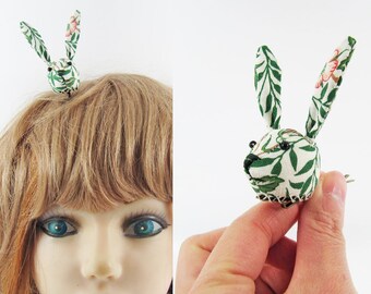 MADE-TO-ORDER ( 1 - 2 Weeks)- Bunny Hair Clip-WilliamMorris Leaves