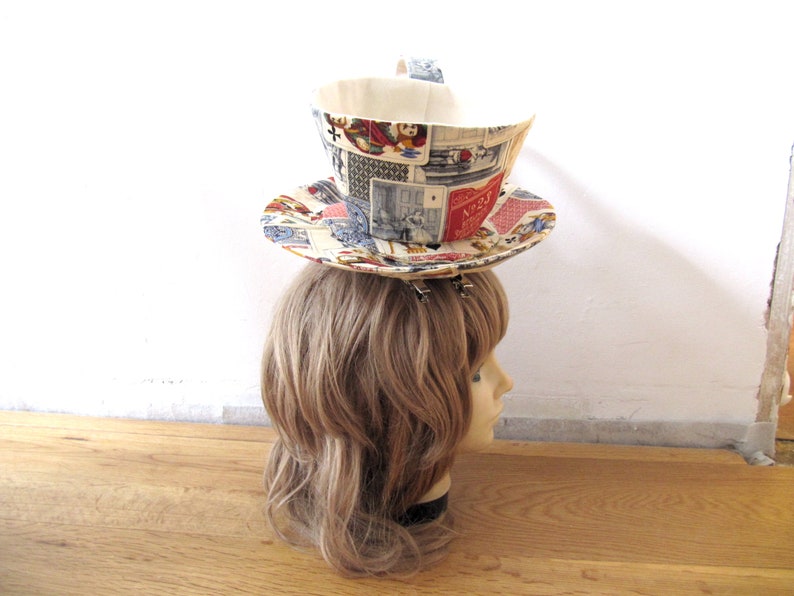 MADE-TO-ORDER 1 2 Weeks Giant Textile Teacup Fascinator Hair Clip Antique Playing Cards Print image 4