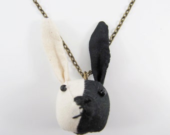 Bunny Necklace-Black & Unbleached colour Half