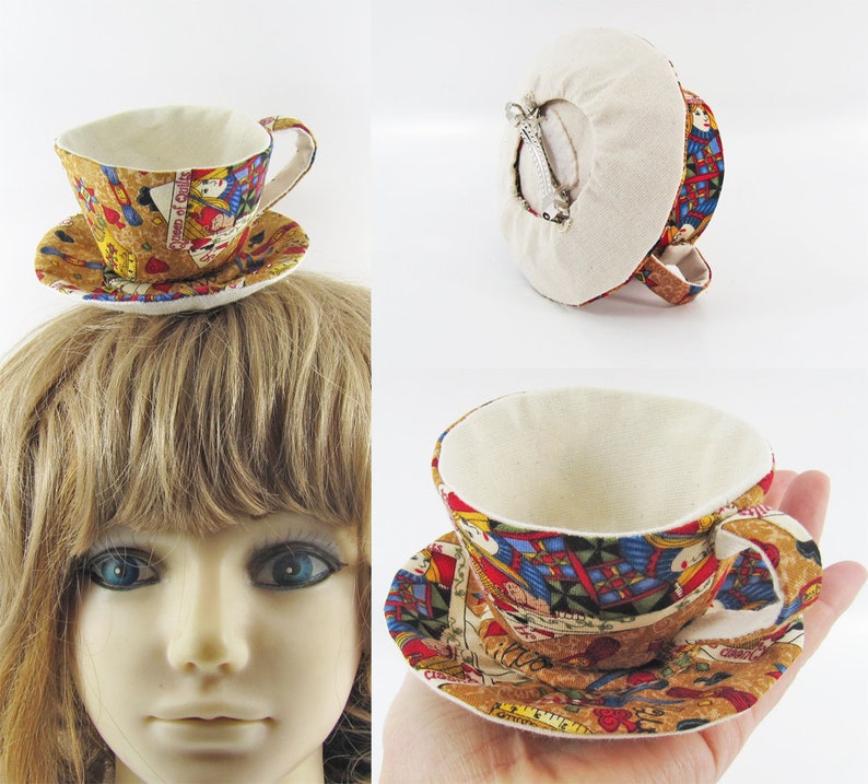 MADE-TO-ORDER 1 2 Weeks Teacup Fascinator Hair Clip for Children & Adults Playing cards Please allow for slight variances. image 9