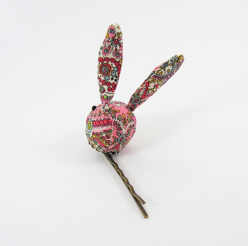 MADE-TO-ORDER 1 2 Weeks Bunny Hair Clip-Liberty Tiny Floral Pink image 5