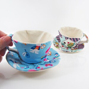 MADE-TO-ORDER 1 2 Weeks Textile Teacup Fascinator Hair Clip Playing Cards Alice in Blue Please allow for slight variances. image 8