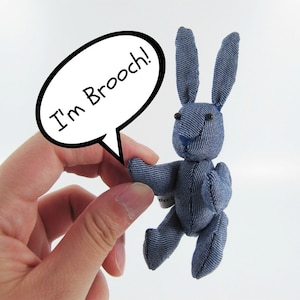 MADE-TO-ORDER ( 1 - 2 Weeks)-Bunny Brooch-Denim