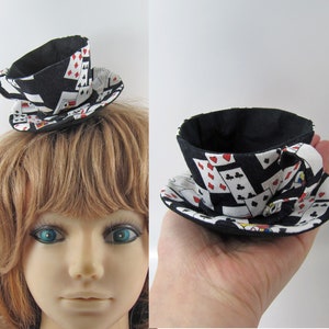 MADE-TO-ORDER 1 2 Weeks Teacup Fascinator Hair Clip for Children & Adults Playing cards Please allow for slight variances. Cards on Black