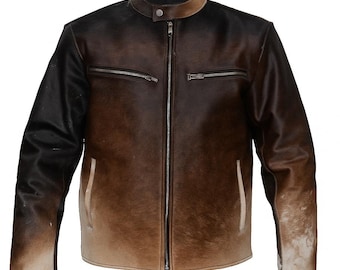 Real Cowskin Leather Jacket for Men – Vintage Western Style Outerwear