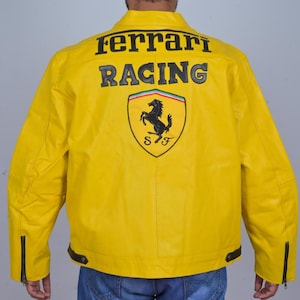 Yellow ferrari racing leather jacket - Etsy 日本