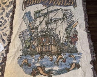 Vintage Ship of fools Grateful Dead Throw Woven Blanket 60x50