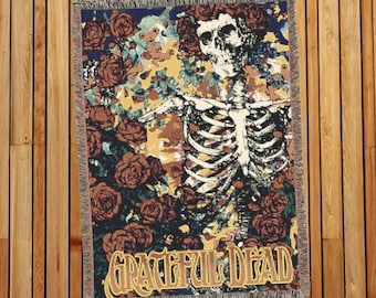 Bertha Grateful Dead Skull Woven Throw Blanket 52x37
