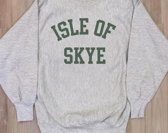 Isle of Skye Scotland Heavyweight Champion Crewneck Sweatshirt - Retro Old School Pullover Foggy Green