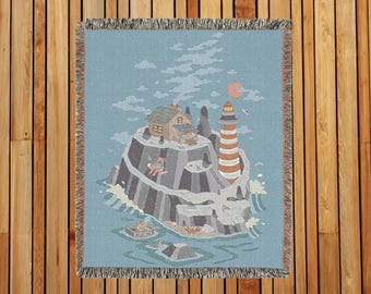 Grateful Dead Lighthouse East Coast Throw Blanket Woven 100% Tapestry