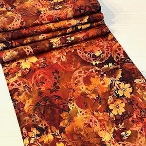Fall Table Runner, Autumn Table Runner, 12x72 Table Runner, Orange Gold Black Table Runner, Fall Table Decor, Thanksgiving Decor