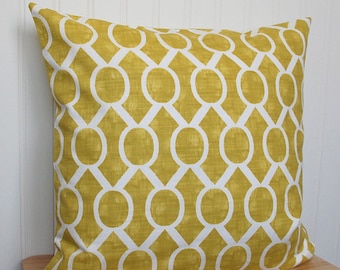 Apple Green Geometric Pillow Cover: 18x18 Cotton Throw Pillow
