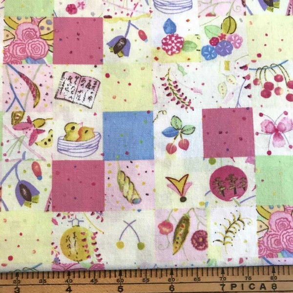 Spring Breeze by Kumiko Sudo for In the Beginning Fabrics, Haru Kaze Fabric, Pink Quilt Fabric, Girl Quilt Fabric, Chicks Fabric, 1 Yard